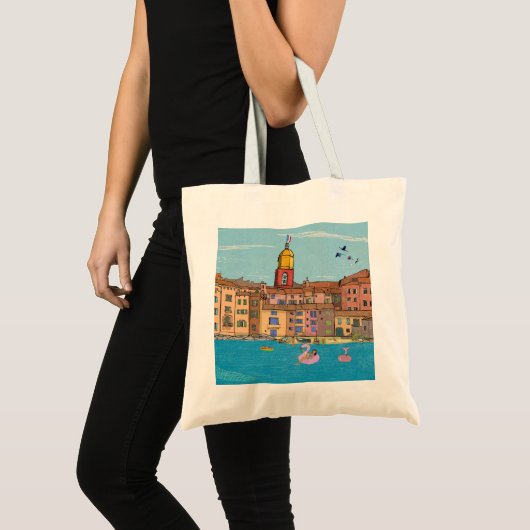 Tote Bag Saint-Tropez Habour View Côte d'Azur France (Devant (produit))