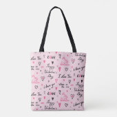 Tote Bag Saint-Valentin : Arrière - plan "Je t'aime". (Dos)