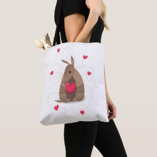 Tote Bag Saint Valentin Coeur Texas Armadillo