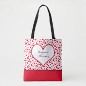 Tote Bag Saint-Valentin Coeurs Motifs Love Couple Name (Devant)