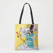 Tote Bag Saint Valentin Neige blanc Cupid Cat (Devant)