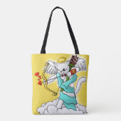 Tote Bag Saint Valentin Neige blanc Cupid Cat (Dos)