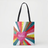 Tote Bag Saint Valentin soleil rose ciel soleil coeur rétro (Devant)
