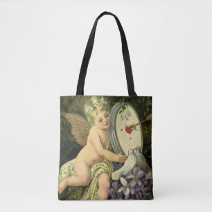 Tote Bag Saint-Valentin victorien, oiseaux de l'amour d'ang