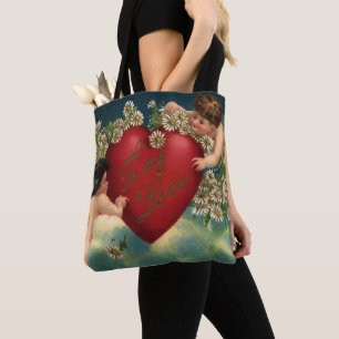 Tote Bag Saint-Valentin vintage anges victoriens au paradis