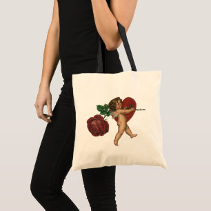Tote Bag Saint-Valentin Vintage Chérubin et Rose Victorienn