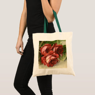 Tote Bag Saint-Valentin vintage, roses rouges cramoisies