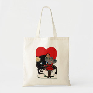 Tote Bag Saint-Valentin vintage, tasse à thé en forme de cœ