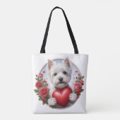 Tote Bag Saint Valentin Westie avec coeur (Dos)