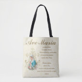 Tote Bag Sainte Mère Marie Marian Cross Floral (Devant)