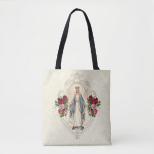 Tote Bag Sainte Vierge Marie Roses Religieux catholique