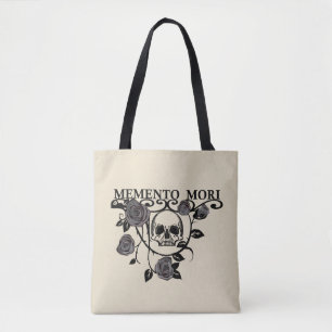 Tote Bag Saisir le Jour - Roses Noires - Crâne Memento Mori