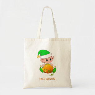 Tote Bag Saison automne Elf et Citrouille