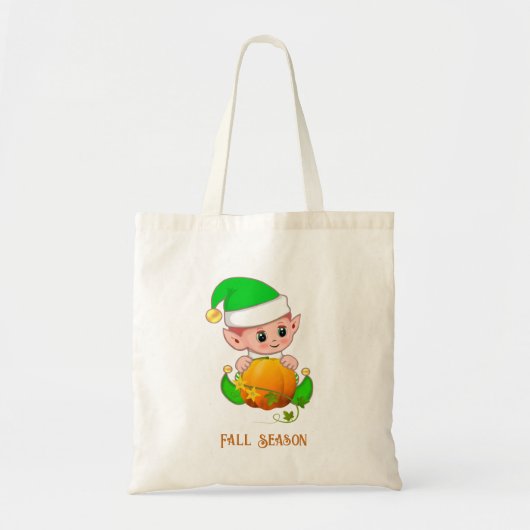 Tote Bag Saison automne Elf et Citrouille (Devant)