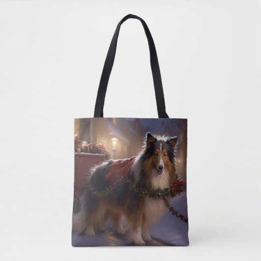 Tote Bag Saison de Noël du Shetland Sheepdog (Devant)