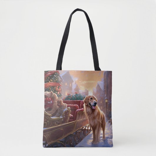 Tote Bag Saison de Noël Golden Retriever (Devant)