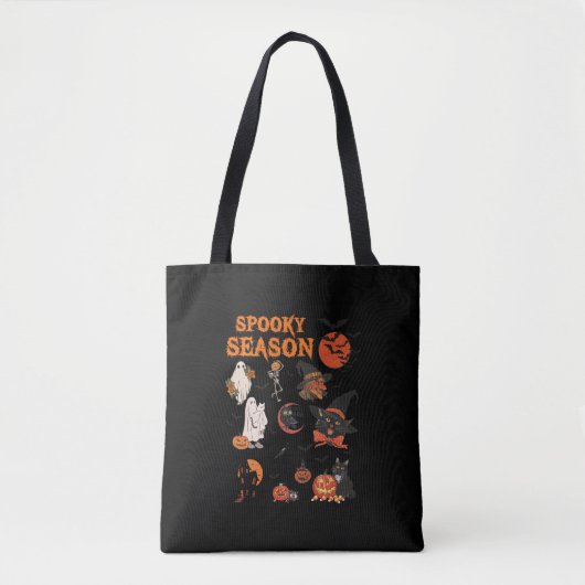 Tote Bag Saison éffrayante Halloween Chat Noir Sorcière Fan (Devant)