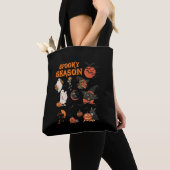 Tote Bag Saison éffrayante Halloween Chat Noir Sorcière Fan (De près)