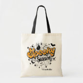 Tote Bag Saison éffrayante Halloween moderne Nom personnali (Devant)