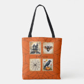 Tote Bag Saison Éffrayante Orange Spiderweb (Dos)