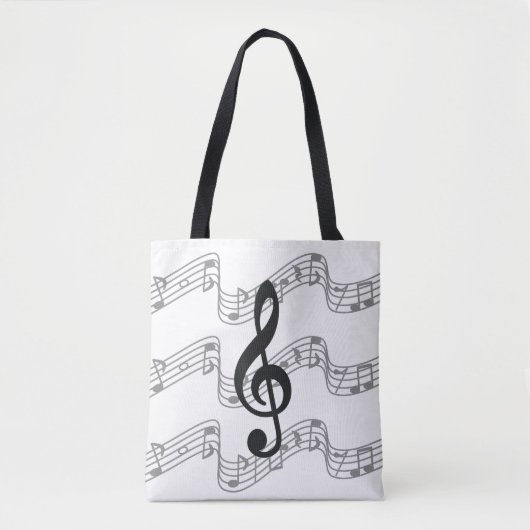 Tote Bag Saison et Treble Clef on Black (Devant)