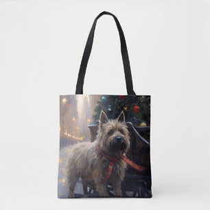 Tote Bag Saison Festive de Noël à Cairn Terrier