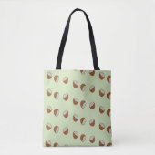 Tote Bag Salles de noix de coco motif sur vert (Devant)