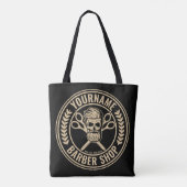 Tote Bag Salon de coiffure personnalisé Skull Rockabilly (Dos)