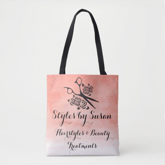 Tote Bag Salon de coutume de roses de coiffeur d'aquarelle (Devant)