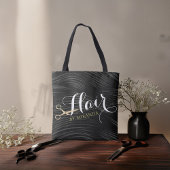 Tote Bag Salon des cheveux coiffeur ciseaux d'or noir moder