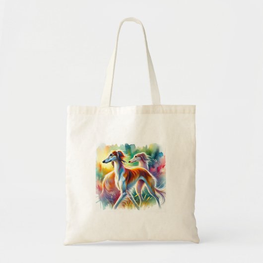 Tote Bag Saluki Dog 090724AREF103 - Watercolor (Devant)