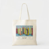 Tote Bag "Salut !" Avec Bouteilles de vin aquarelle sur Ble (Devant)