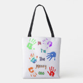Tote Bag Salut, je suis The Messy One - Paint Handprints (Dos)