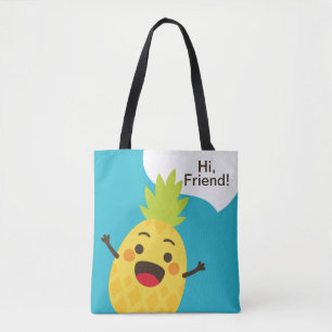 Tote Bag Salut les amis ! Illustration d'ananas