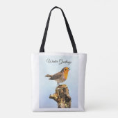 Tote Bag Salutations d'hiver. Rougegorge chantant (Dos)