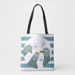 Tote Bag Salutations Drôle De Pigeon Avec Des Bleues