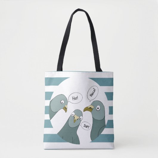 Tote Bag Salutations Drôle De Pigeon Avec Des Bleues (Devant)