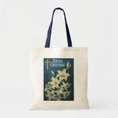Tote Bag Salutations vintages de Pâques, Fleurs Lily (Devant)
