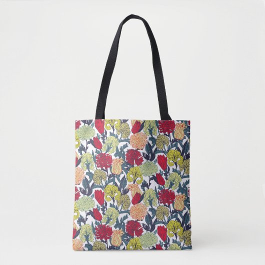 Tote Bag Sameless colorful flowers Pattern on white backgro (Devant)