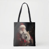 Tote Bag Samoyé Avec Noël Festif Du Père Noël (Devant)