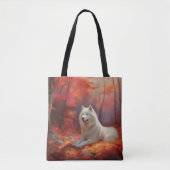 Tote Bag Samoyé en automne Leaves Fall Inspire (Devant)