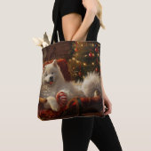 Tote Bag Samoyed Chien Festive de Noël (De près)
