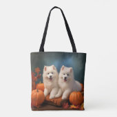 Tote Bag Samoyed Chiot Automne Citrouille de plaisir (Dos)
