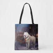 Tote Bag Samoyed Christmas Festive Saison (Devant)