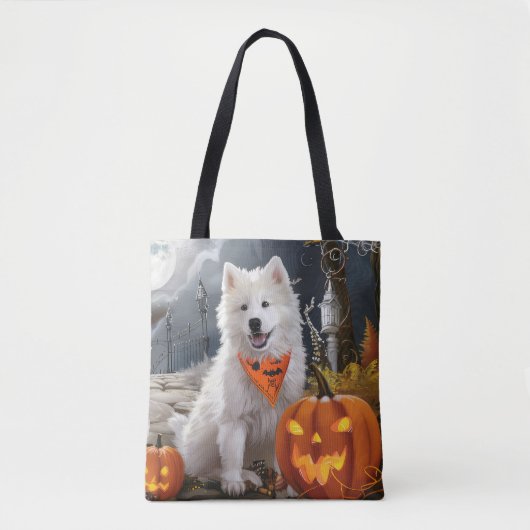 Tote Bag Samoyed Halloween Éffrayant (Devant)