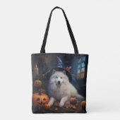 Tote Bag Samoyèdes Citrouilles Halloween Épouvantable (Dos)