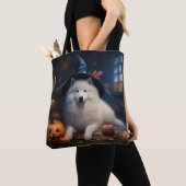 Tote Bag Samoyèdes Citrouilles Halloween Épouvantable (De près)