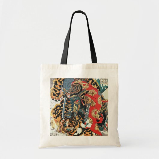 Tote Bag Samurai Combattre un tigre, Kuniyoshi, Ukiyo-e (Devant)