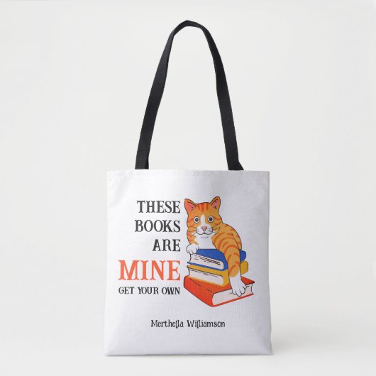 Tote Bag S'AMUSER CES LIVRES SONT À MOI Lecture Chat (Devant)