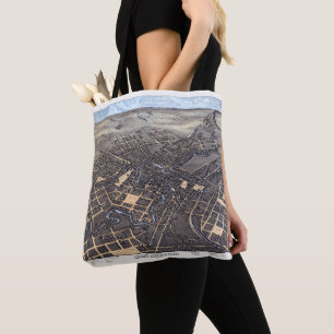 Tote Bag San Antonio, Texas, carte antique aérienne de la v